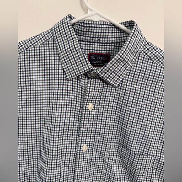 UNTUCKit Shirt Mens Large Green Plaid Long Sleeve Nylon Stretch Casual Button Up - Picture 2 of 6